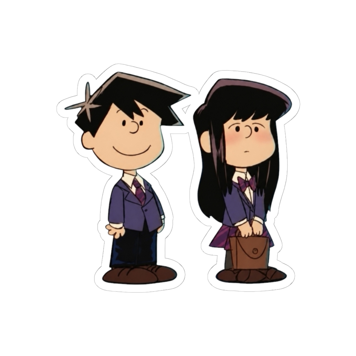 Komi and Tadano Peanuts Style Mashup Sticker | Komi Can't Communicate - alternate angle 2, merchandise