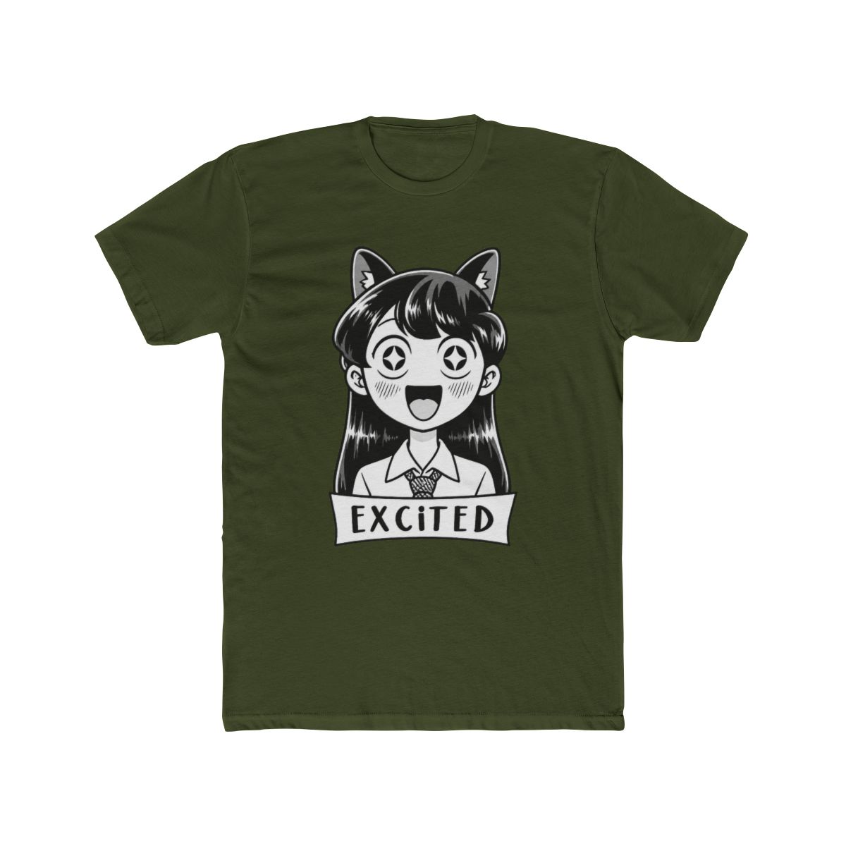 MOKOMOKO Komi Can't Communicate Anime T Shirt - Excited Komi San, Half Sleeve, Regular Fit, Black (Small)